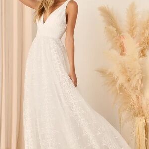 Sweetest Beloved White Mesh Embroidered Sleeveless Maxi Dress